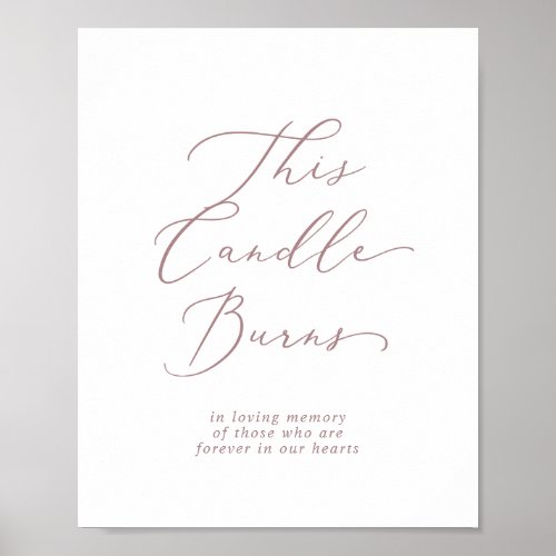 Delicate Rose Gold This Candle Burns Memorial Sign