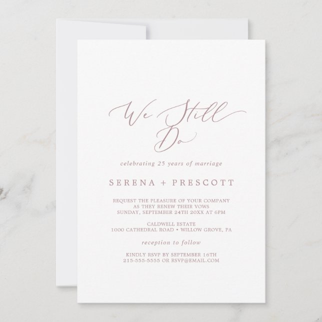 Delicate Rose Gold We Still Do Vow Renewal Invitation (Front)