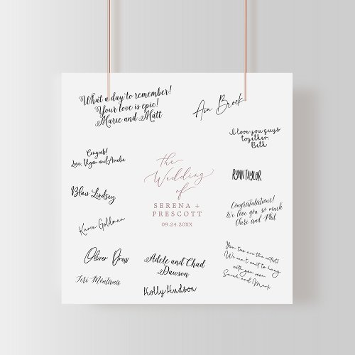 Delicate Rose Gold Wedding Guest Signing Poster