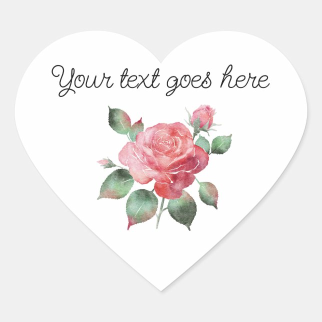 Delicate Rose Heart Sticker (Front)