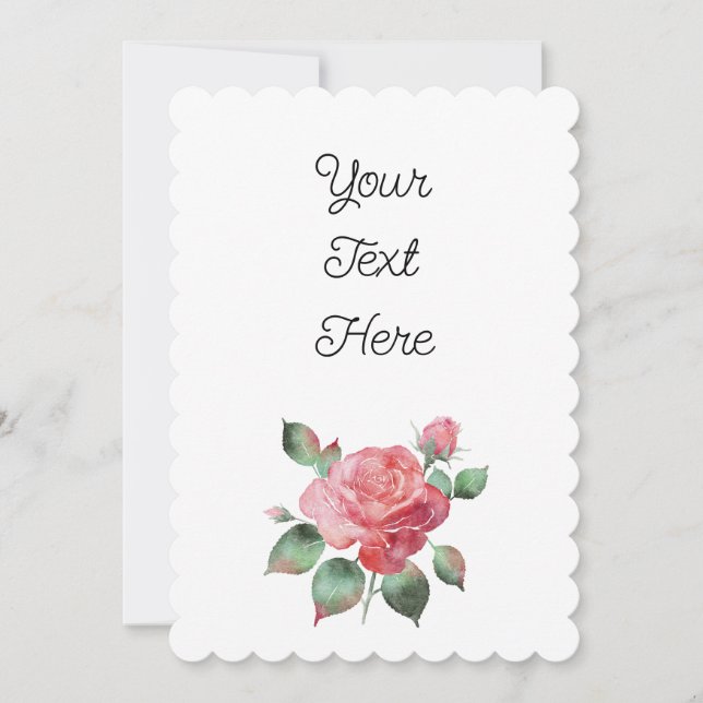 Delicate Rose Postcard-style Invitation Card (Front)