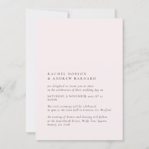 Delicate Rose Soft Blush Romantic Pale Pink Simple Invitation
