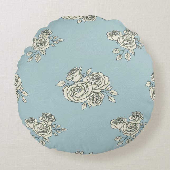 Delicate roses round pillow (Front)