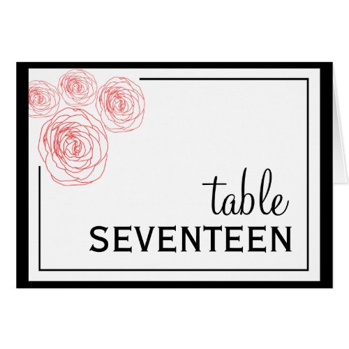 Delicate Roses Table Card Black and Red