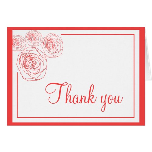 Delicate Roses Thank You Card Red