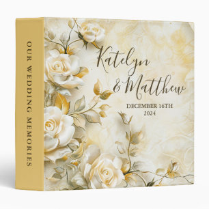 Delicate roses wedding custom 3 ring binder