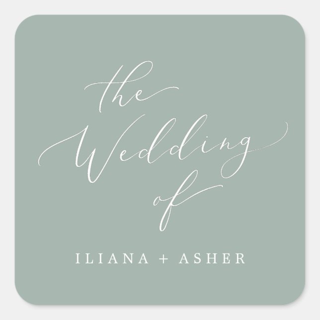 Delicate Sage Green Wedding Envelope Seals (Front)