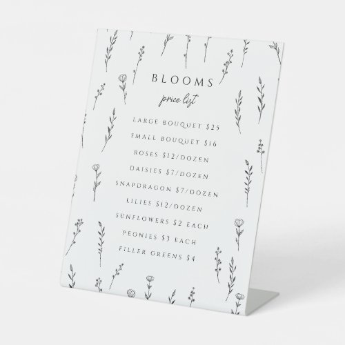 Delicate Scattered Wildflowers Custom Price List Pedestal Sign