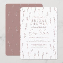 Delicate Scattered Wildflowers Mauve Bridal Shower