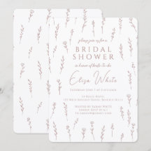 Delicate Scattered Wildflowers Mauve Bridal Shower
