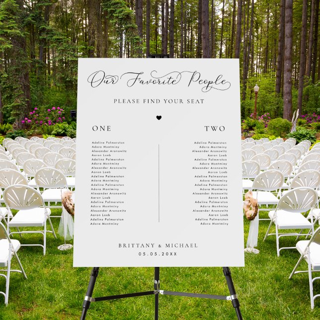 Delicate Script 2 Tables Wedding Seating Chart Foam Board (Creator Uploaded)