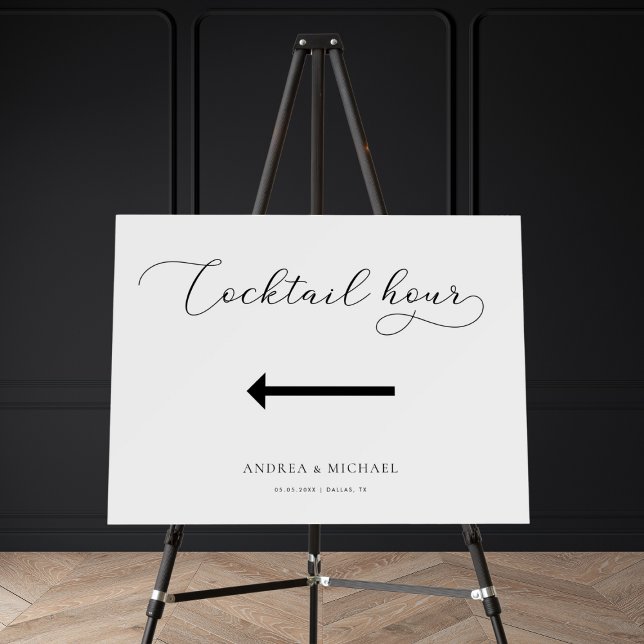 Delicate Script Arrow Cocktail Hour Direction Sign (Creator Uploaded)
