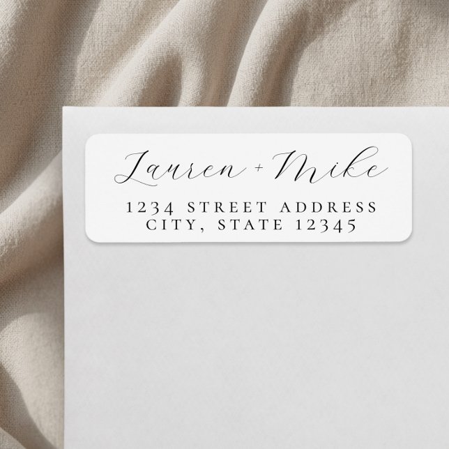 Delicate Script Couple Names Wedding Address Label (Creator Uploaded)
