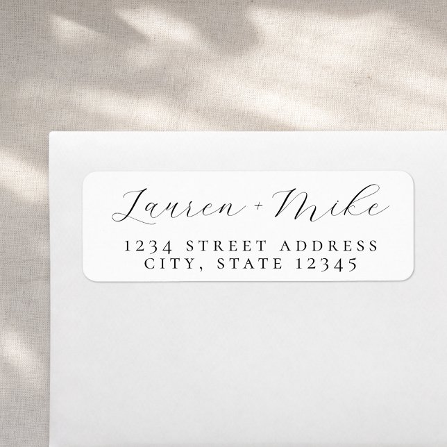 Delicate Script Couple Names Wedding Address Label (Creator Uploaded)