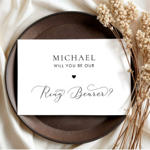 Delicate Script & Heart Ring Bearer Proposal Card