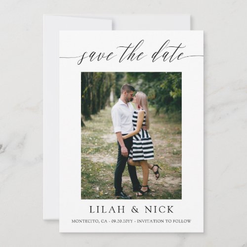 Delicate Script Minimalist Photo Wedding Save The Date