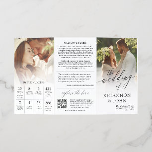 Delicate Script Photo Wedding Itinerary Program Brochure