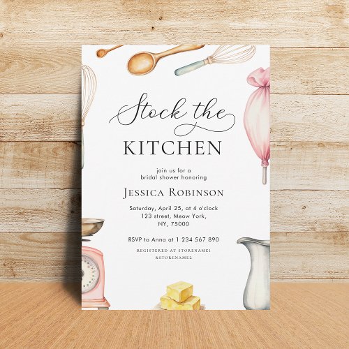 Delicate Script Stock The Kitchen Bridal Shower Invitation