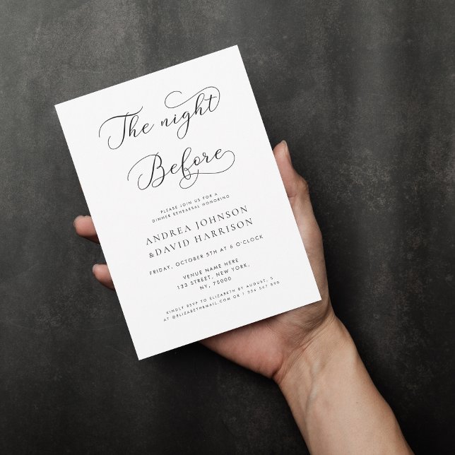 Delicate Script The Night Before Rehearsal Dinner Invitation (Creator Uploaded)