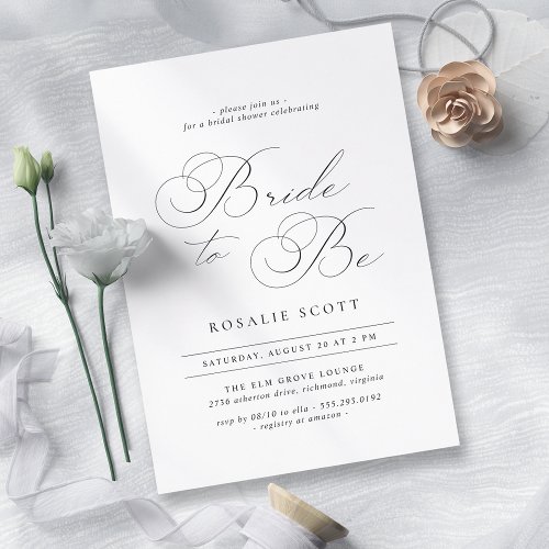 Delicate Script  Vintage Classic Bridal Shower Invitation