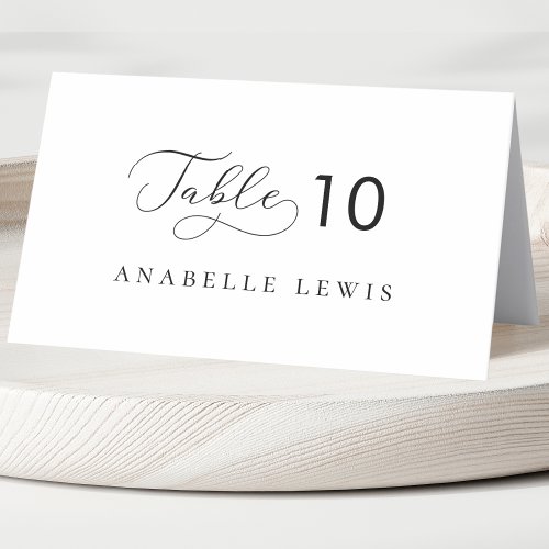 Delicate Script Wedding Place Card with Guest Name