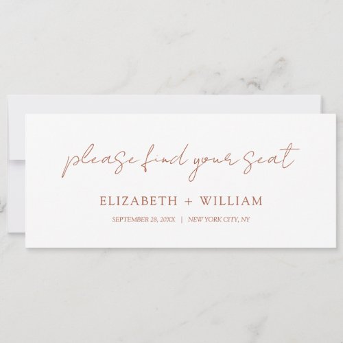 Delicate Script Wedding Table Seating Header Card