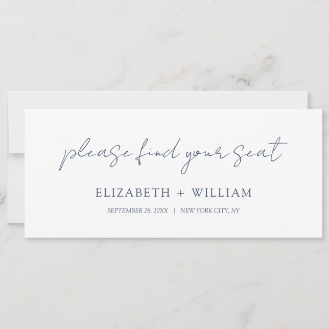 Delicate Script Wedding Table Seating Header Card (Front)