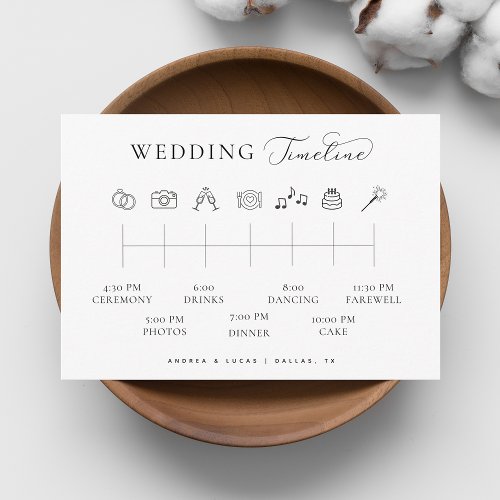 Delicate Script Wedding Timeline Order of Events Enclosure Card