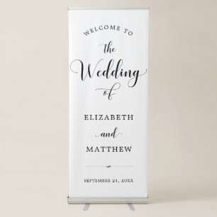 Delicate Script Wedding Welcome Banner with Stand