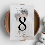 Delicate Script White Fade Photo Monogram Wedding Table Number<br><div class="desc">This elegant table number would be a great addition to your wedding celebration. Easily add your own details by clicking on the "personalize" option. 🌸 PLEASE NOTE: The size of this card is 3.5" x 5". If you’d like a larger size, please contact me before 💖 making your purchase. 📨...</div>