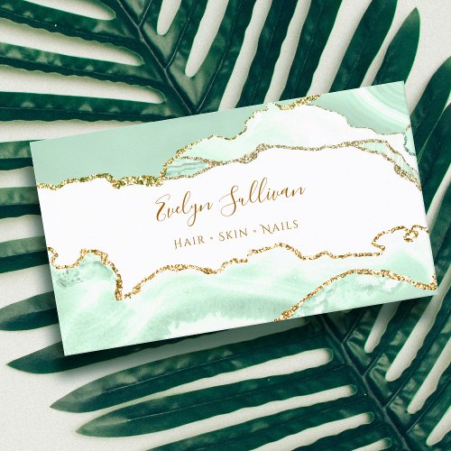 delicate seafoam green agate business card