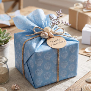 Delicate Seashell Patterned Blue Tissue Paper