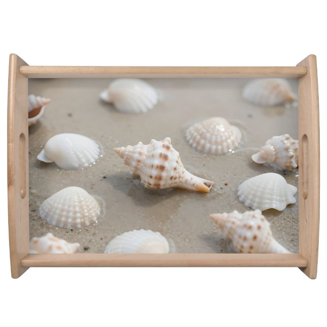 Delicate Seashells Beach Serenity Serving Tray (Front)