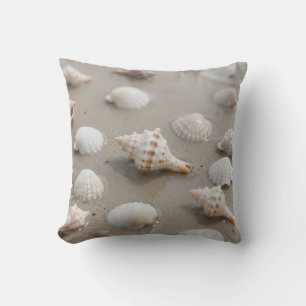 Delicate Seashells Beach Serenity Throw Pillow