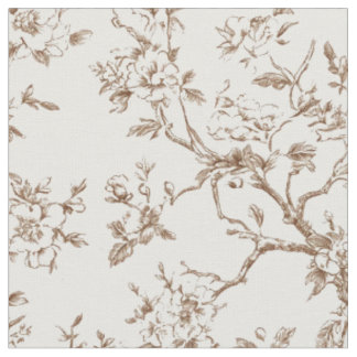 Delicate Sepia Floral Branches Fabric