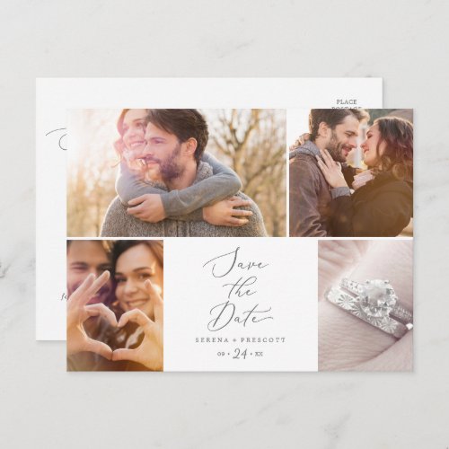 Delicate Silver 4 Photo Template Save the Date