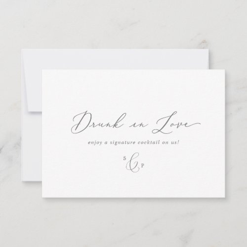 Delicate Silver Calligraphy 35x5 Drink Voucher Invitation