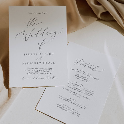 Delicate Silver Calligraphy All In One Wedding