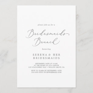 Delicate Silver Calligraphy Bridesmaids Brunch Invitation