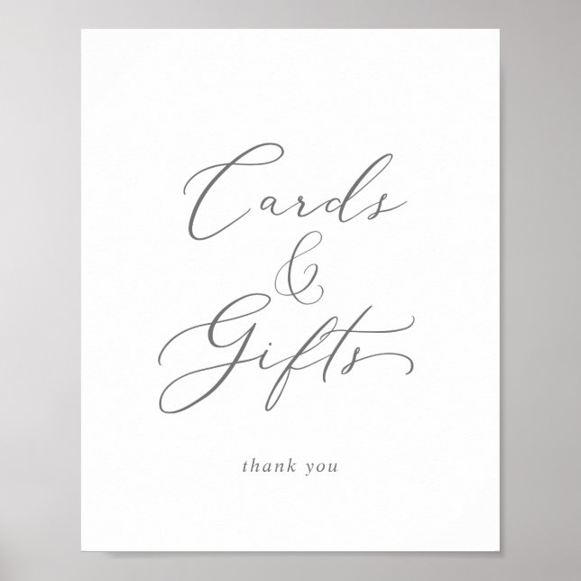 Delicate Silver Calligraphy Cards and Gifts Sign (Front)
