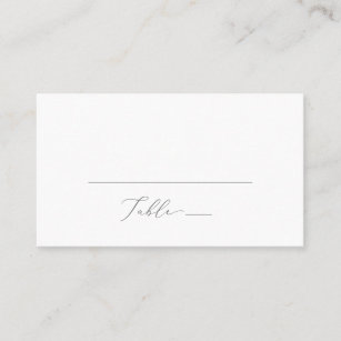 Delicate Silver Calligraphy Flat Wedding Place Card