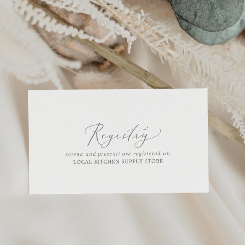 Delicate Silver Calligraphy Gift Registry Enclosure Card