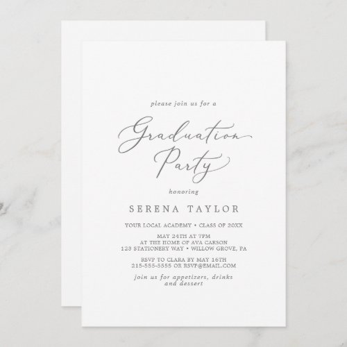 Delicate Silver Calligraphy Graduation Party