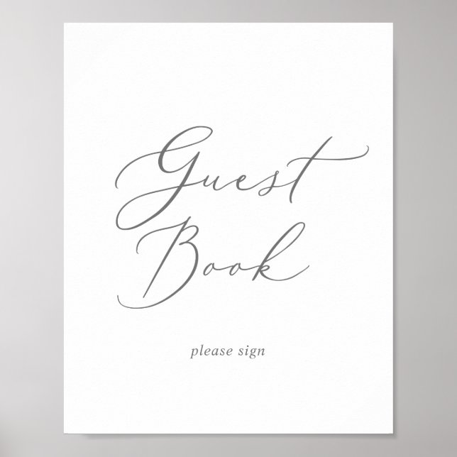 Delicate Silver Calligraphy Guest Book Sign (Front)