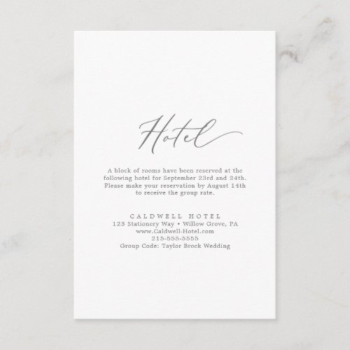 Delicate Silver Calligraphy Hotel Enclosure Card