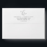Delicate Silver Calligraphy Monogram Wedding Envelope<br><div class="desc">This delicate silver calligraphy monogram wedding envelope is perfect for a modern wedding. The romantic minimalist design features lovely and elegant silver gray typography on a white background with a clean and simple look. Personalize the envelope flap with your monogram and return address.</div>