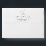 Delicate Silver Calligraphy Monogram Wedding Envelope<br><div class="desc">This delicate silver calligraphy monogram wedding envelope is perfect for a modern wedding. The romantic minimalist design features lovely and elegant silver gray typography on a white background with a clean and simple look. Personalize the envelope flap with your monogram and return address.</div>
