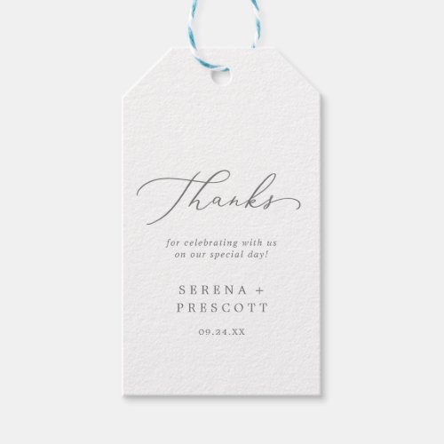 Delicate Silver Calligraphy Thank You Favor Gift Tags