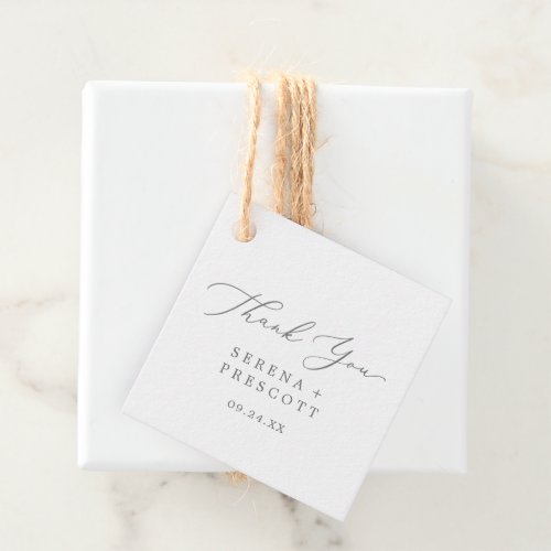 Delicate Silver Calligraphy Thank You Favor Tags