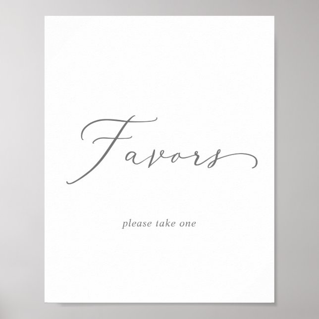 Delicate Silver Calligraphy Wedding Favors Sign (Front)